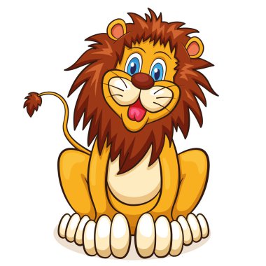 Illustration of lion cartoon on white background clipart