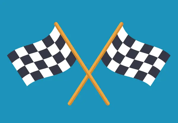 Illustration Checkered Racing Flags Cross Flat — стоковый вектор