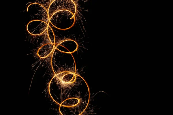 Sparks Bengal Lights Long Exposure Christmas Lights Black Background — Stock Photo, Image