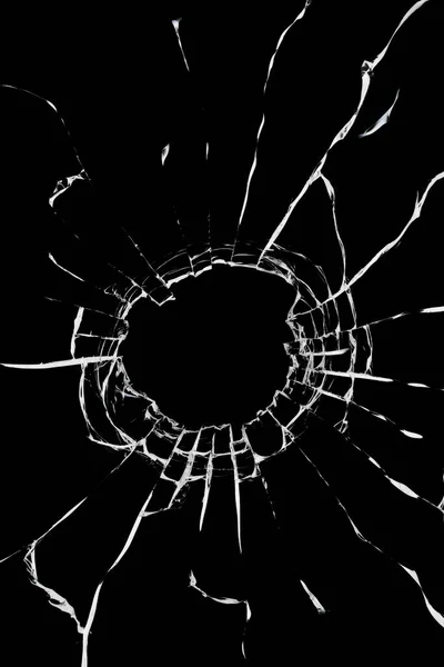 Cracks Broken Window Texture Broken Glass Black Background Breakdown Effect — Stock Photo, Image