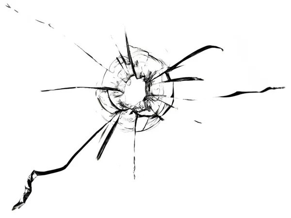 玻璃上的裂缝来自枪弹 破碎的窗体纹理 — 图库照片