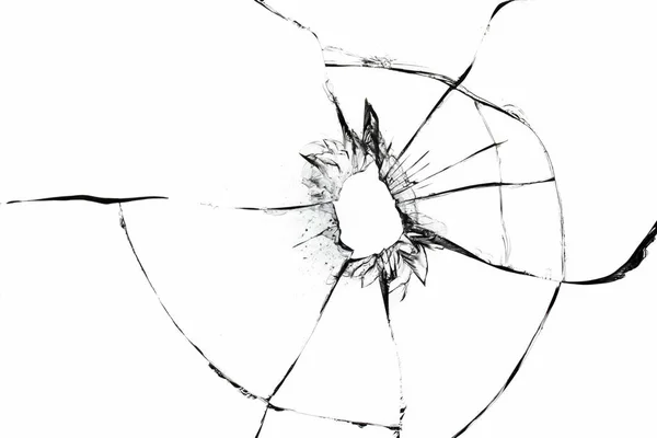 黒い背景に壊れた窓のガラスに亀裂の質感 — ストック写真