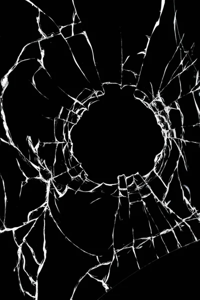 黒い背景に壊れた窓の亀裂効果 デザインのための割れ窓のテクスチャ — ストック写真