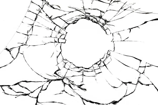 Textuur Van Scheuren Van Gebroken Glas Een Witte Achtergrond Gebroken — Stockfoto