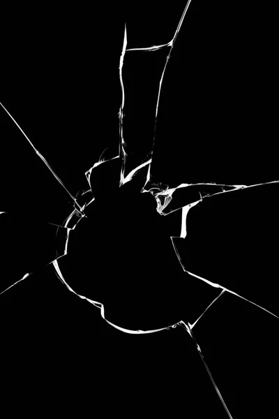 Тріщини Розбитого Скла Текстура Ізольовані Чорному Тлі Концепція Розбитого Вікна — стокове фото
