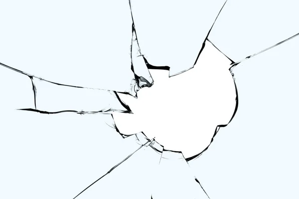 Hål Och Sprickor Krossat Glas Ett Trasigt Fönster — Stockfoto