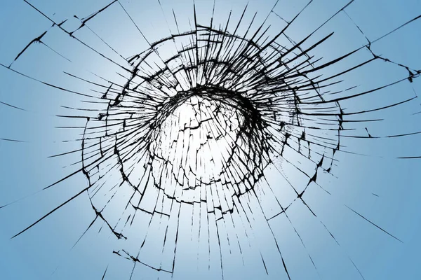 Zerbrochene Glasstruktur Netz Aus Zerbrochenem Bildschirm Riss Effekt Auf Blauem — Stockfoto
