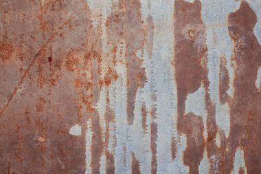 Paslı metal arka plan, teneke üzerindeki kahverengi pas dokusu