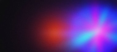 Koyu arkaplan üzerinde kırmızı ve mavi ışıklar harmanlanan taneli desenli soyut arkaplan