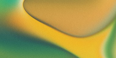 Yeşil bir zemin üzerinde akan pürüzsüz sarı bir şekil ve kumlu dokuya sahip soyut bir arkaplan görsel olarak ilginç bir kontrast oluşturur.