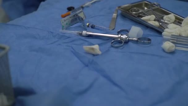 Tabelul Instrumente Dentare Chirurgicale Timpul Operației Îndepărtează Pacientul Dinți Înțelepciune — Videoclip de stoc