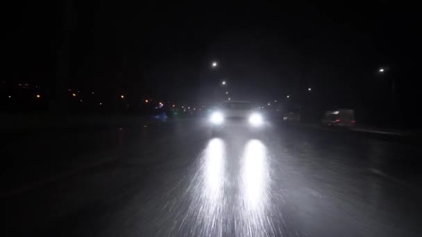 Ukraine Saporoschje Dezember 2022 Auto Fährt Bei Starkem Regen Mit — Stockvideo