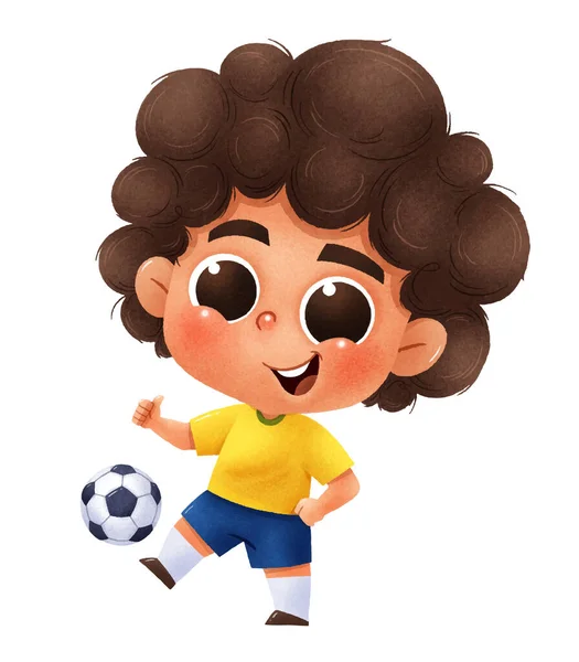 Illustrazione Vettoriale Del Giocatore Cartoon Soccer Bambini Calcio Del Fumetto — Vettoriale Stock