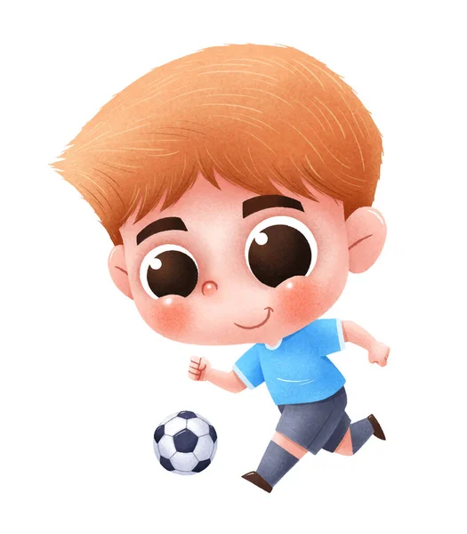 Εικονογράφηση Διάνυσμα Του Cartoon Soccer Παίκτη Κινούμενα Σχέδια Παιδιά Ποδοσφαίρου — Διανυσματικό Αρχείο