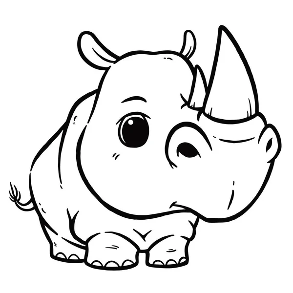 Vectorillustratie Voor Cartoon Rhino Kleuren Boek — Stockvector