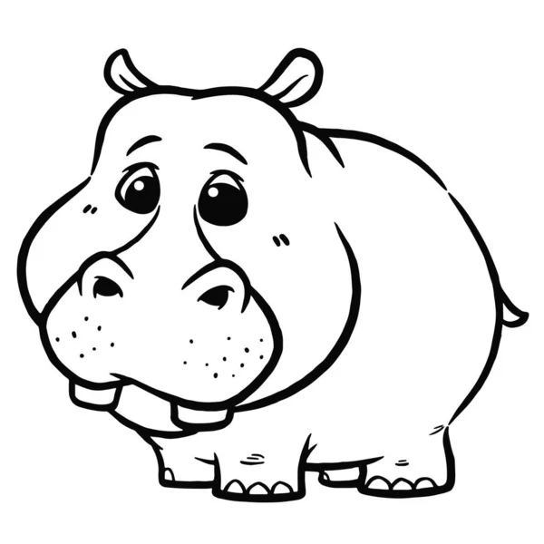 Vectorillustratie Van Cartoon Hippopotamus Kleuren Boek — Stockvector