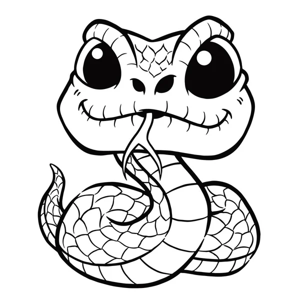 Векторная Иллюстрация Мультяшной Змеи Раскраска Детей Векторная Графика