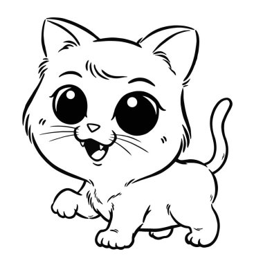 Vector illustration of cartoon  Cat - Coloring book for kids