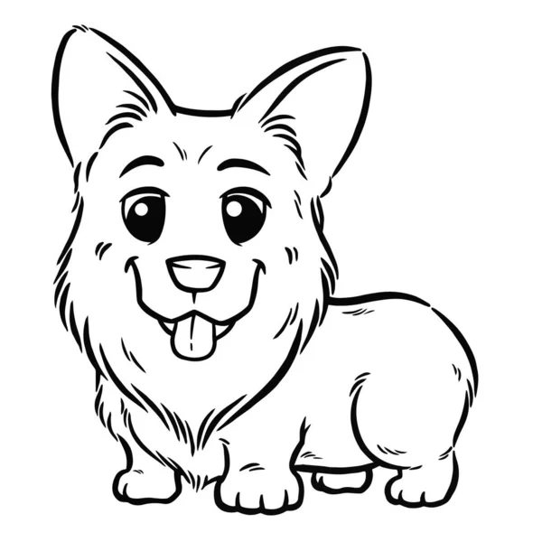 Векторная Иллюстрация Cartoon Dog Breed Welsh Corgi Раскраска Детей Лицензионные Стоковые Векторы