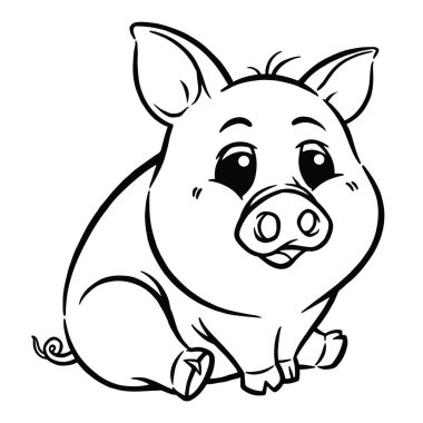 Vector illustration of cartoon pig - Coloring book for kids