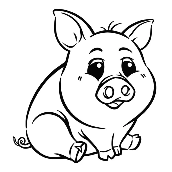 Vector Illustration Cartoon Pig Coloring Book Kids — Stockvector