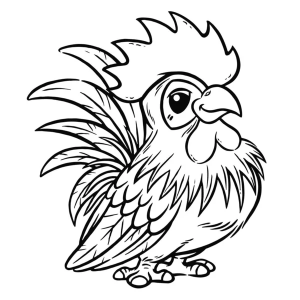 Vector Illustration Cartoon Rooster Coloring Book Kids — Image vectorielle