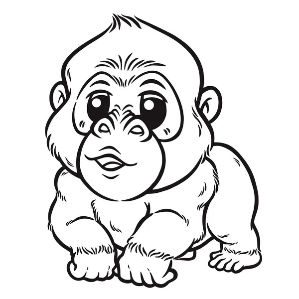 Vector Illustration Gorilla Cartoon Coloring Book Kids — Stockvektor