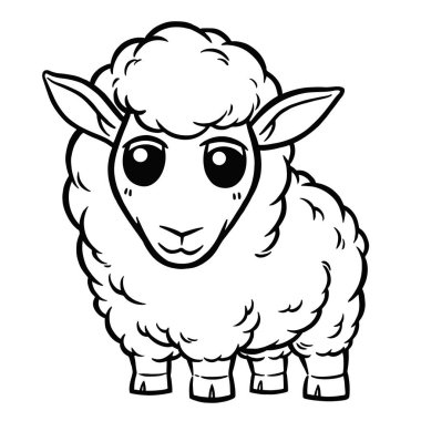 Vector illustration of cartoon sheep - Coloring book for kids