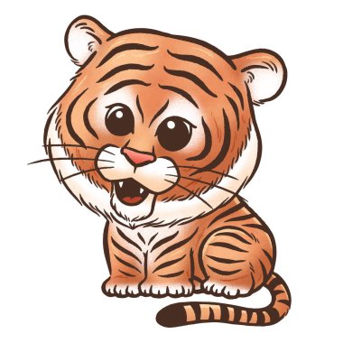 Vector illustration of Cartoon tiger, Wild animals