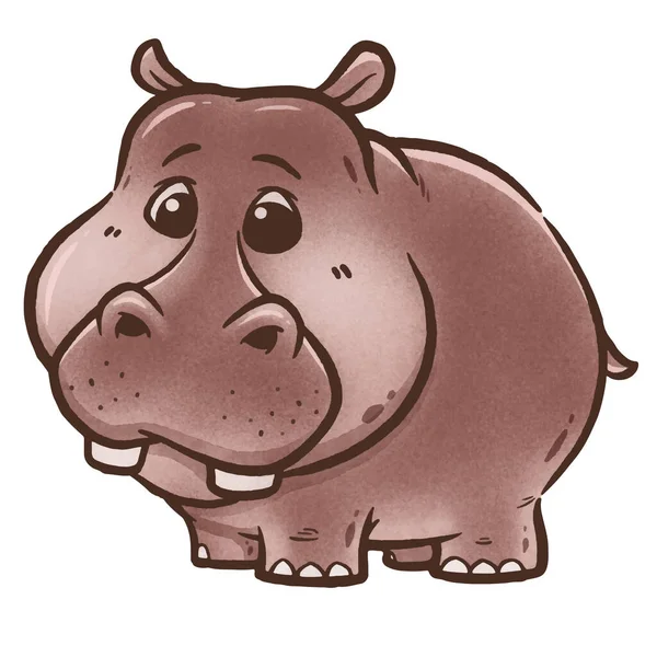 Vector Illustratie Van Cartoon Hippopotamus Wilde Dieren — Stockvector