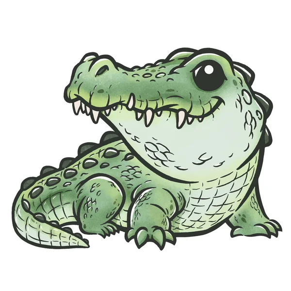 Векторная Иллюстрация Мультяшного Крокодила Аллигатора Стоковый вектор