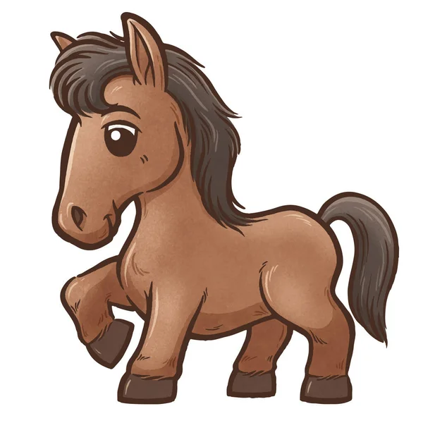 Vector Illustration Cartoon Brown Horse Ilustración de stock