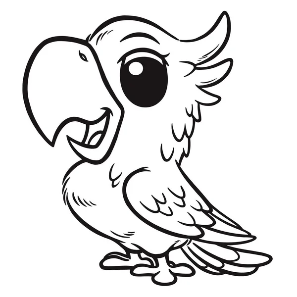 Vector Illustration Cartoon Parrot Coloring Book Kids — Stock Vector