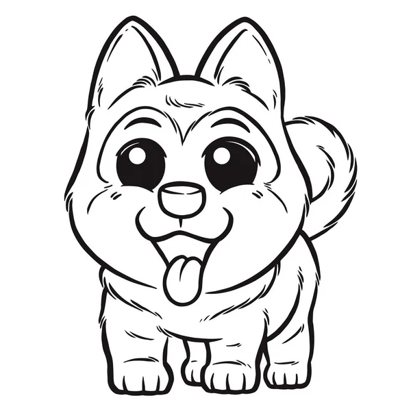 Illustration Vectorielle Cartoon Dog Livre Coloriage Pour Enfants Chiot Husky — Image vectorielle