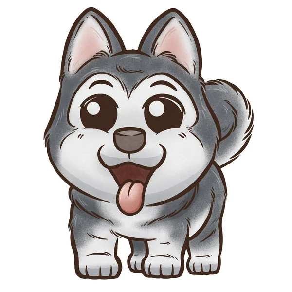 Ilustração Vetor Cão Dos Desenhos Animados Cachorro Husky Siberiano —  Vetores de Stock