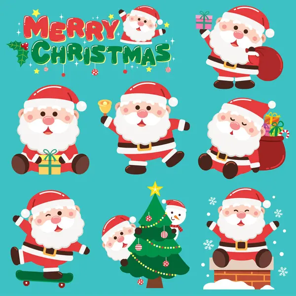 Wektor Ilustracja Christmas Santa Claus Kolekcji Santa Choinka Ilustracja Stockowa