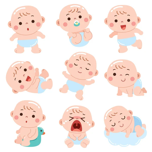 Vektor Illustration Tecknad Baby Karaktär Söt Baby Royaltyfria illustrationer