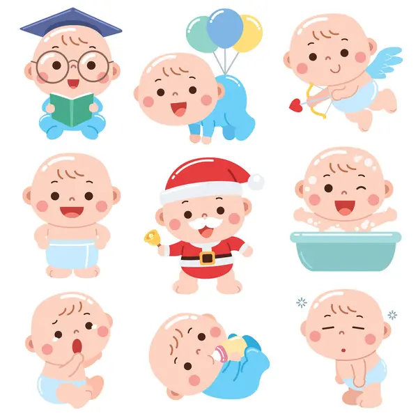 Vektor Illustration Des Cartoon Baby Charakters Niedliches Baby lizenzfreie Stockvektoren