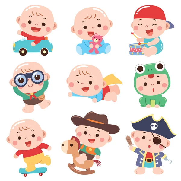 Ilustración Vectorial Del Personaje Del Bebé Dibujos Animados Bebé Disfrazado Vectores de stock libres de derechos