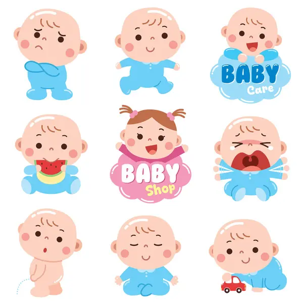 Vector Illustration Cartoon Baby Character 약자이다 귀여운 로열티 프리 스톡 일러스트레이션