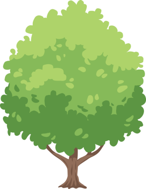 Ağaç çalısı. Yeşil çimenler. Bush düz illüstrasyon.