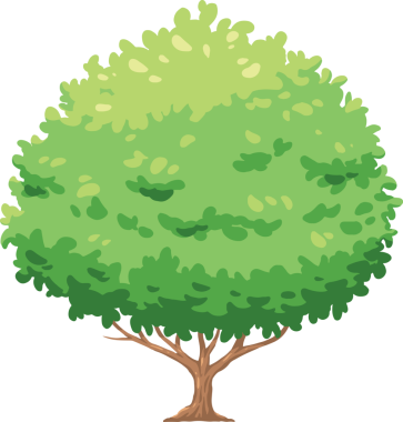 Ağaç çalısı. Yeşil çimenler. Bush düz illüstrasyon.