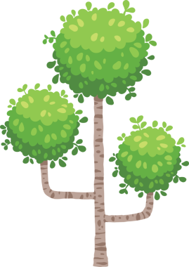 Ağaç çalısı. Yeşil çimenler. Bush düz illüstrasyon.