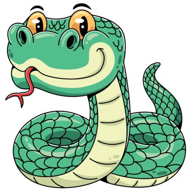 Cartoon Green Snake Character Illustration