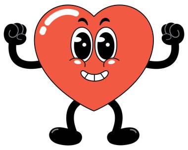 Sevimli Karikatür Kalbi Güçlü Karakter Çizimi