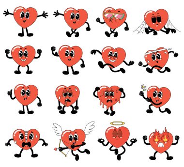 Sevimli Karikatür Kalp Karakterinin Vektör Çizimi