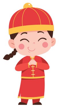 Çinli takım elbiseli neşeli çizgi film karakteri.