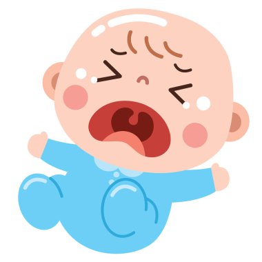 Mavi Tulumlu Ağlayan Bebek Çizimi