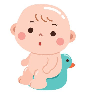 Lazımlık Çiziminde Oturan Şirin Bebek