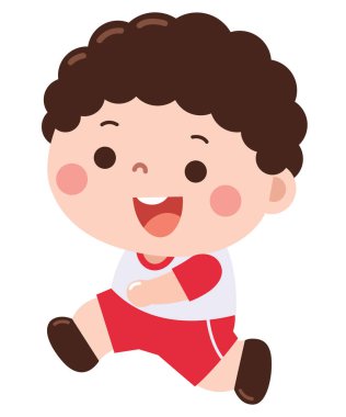 Kırmızı Spor Giysileriyle Koşan Kıvırcık Saçlı Çocuk